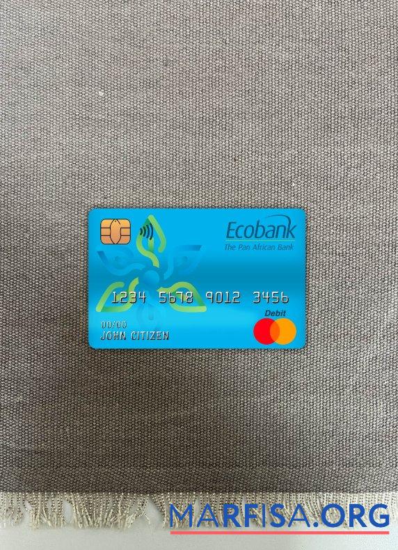 Blank Cameroon Ecobank bank master debit card photolook front download for verification